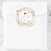 Sticker Rond Monogramme Blush Ivory Rose Adresse de retour (Sac)