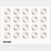 Sticker Rond Monogramme Blush Pink Gold Confetti Floral (Feuille)