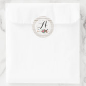 Sticker Rond Monogramme Bohème Rustique Plumes Flèche Mariage (Sac)