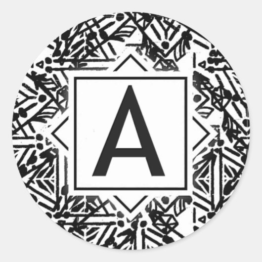 Sticker Rond Monogramme Boho 'A' (Devant)