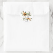 Sticker Rond Monogramme, boho, bouquet de fleurs élégant (Sac)