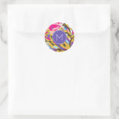 Sticker Rond Monogramme | Boho rose Floral I (Sac)