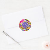 Sticker Rond Monogramme | Boho rose Floral I (Enveloppe)