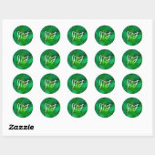 Sticker Rond Monogramme Bokeh noir et vert (Feuille)