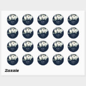Sticker Rond Monogramme botanique bleu et blanc Dusty - Navy (Feuille)