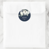 Sticker Rond Monogramme botanique bleu et blanc Dusty - Navy (Sac)