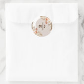 Sticker Rond Monogramme botanique Boho Pampas Mariage en herbe (Sac)