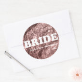 Sticker Rond Monogramme Bride Rose papier or texture métallique (Enveloppe)