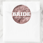 Sticker Rond Monogramme Bride Rose papier or texture métallique (Sac)