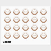Sticker Rond Monogramme Brown et blanc avec nom (Feuille)