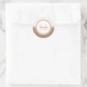 Sticker Rond Monogramme Brown et blanc avec nom (Sac)