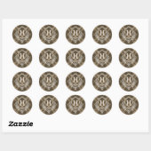 Sticker Rond Monogramme Brown plaqué Noël initial (Feuille)
