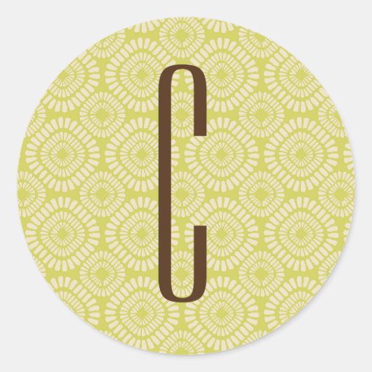 Sticker Rond Monogramme Brown sur Motif vert de la station Retr (Devant)