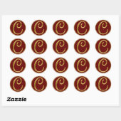 Sticker Rond Monogramme C en or 3D (Feuille)