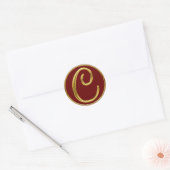 Sticker Rond Monogramme C en or 3D (Enveloppe)