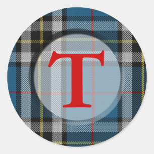 Sticker Rond Monogramme/cadre photo plaid