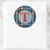 Sticker Rond Monogramme/cadre photo plaid (Sac)