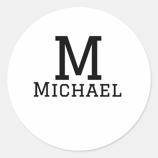 Sticker Rond Monogramme capital masculin ajouter nom simple cla (Devant)