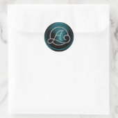 Sticker Rond Monogramme Cercle Argent Toutes Initiales Bleu Can (Sac)