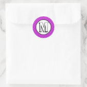 Sticker Rond Monogramme cercles et carrés sur un motif violet (Sac)