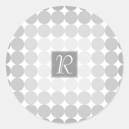 Sticker Rond Monogramme Cercles Gris Moderne (Devant)