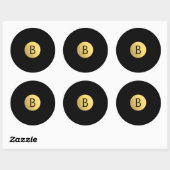Sticker Rond Monogramme chic moderne en feuille d'or (toutes co (Feuille)