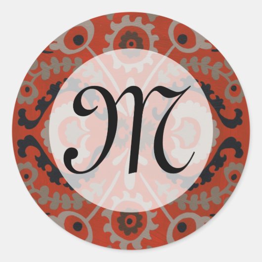 Sticker Rond Monogramme | Cinnabar Suzani I (Devant)