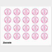 Sticker Rond Monogramme circulaire rose et blanc MAMAN (Feuille)