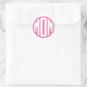 Sticker Rond Monogramme circulaire rose et blanc MAMAN (Sac)