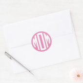 Sticker Rond Monogramme circulaire rose et blanc MAMAN (Enveloppe)