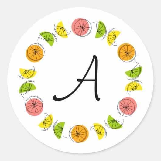 Sticker Rond Monogramme citrus multi-cercles autour (Devant)
