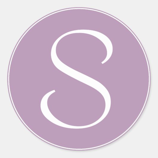 Sticker Rond Monogramme Clair violet avec anneau blanc BT (Devant)