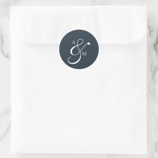 Sticker Rond Monogramme classique Ampersand Mariage Cl (Sac)