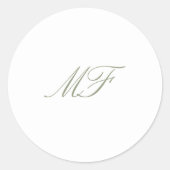 Sticker Rond Monogramme classique classique Sage vert Mariage b (Devant)