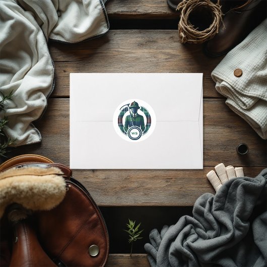 Sticker Rond Monogramme classique de charme Preppy