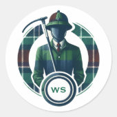 Sticker Rond Monogramme classique de charme Preppy (Devant)