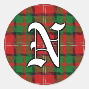 Sticker Rond Monogramme classique de clan Nisbet Tartan