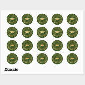 Sticker Rond Monogramme classique d'or vert pour diplômés perso (Feuille)