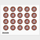 Sticker Rond Monogramme classique du clan Munro Tartan (Feuille)