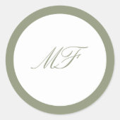 Sticker Rond Monogramme classique encadré officiel Mariage vert (Devant)