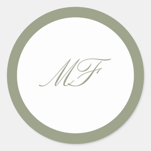 Sticker Rond Monogramme classique encadré officiel Mariage vert (Devant)