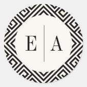 Sticker Rond Monogramme classique Géométrique Grec Clé Chic Mar (Devant)