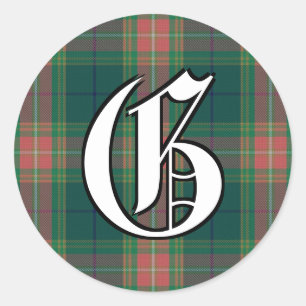 Sticker Rond Monogramme classique irlandais de tartan de