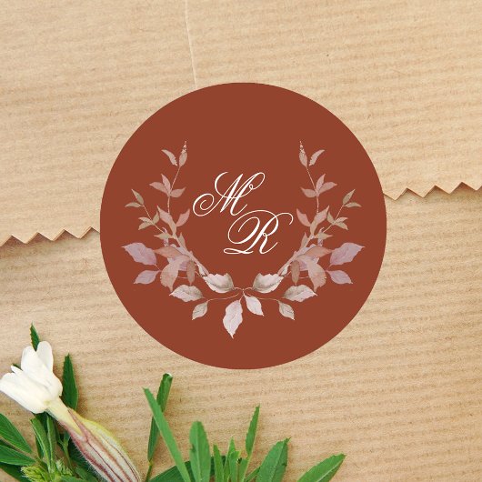 Sticker Rond Monogramme classique mariage Bourgogne sur mesure