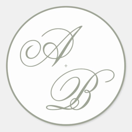 Sticker Rond Monogramme classique Mariage de bordure de script  (Devant)