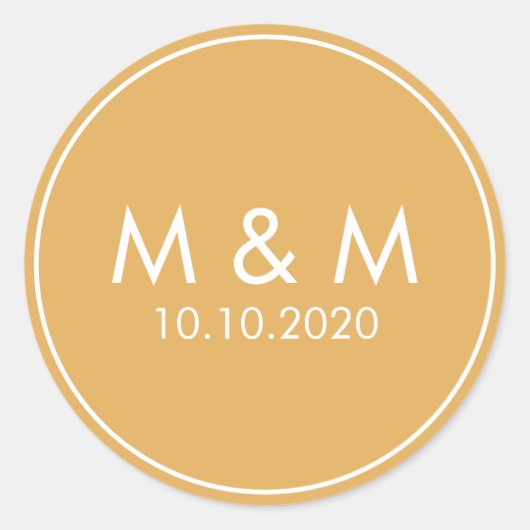 Sticker Rond Monogramme classique Mariage orange jaune (Devant)