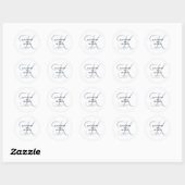Sticker Rond Monogramme classique moderne | Dusty Blue Mariage (Feuille)