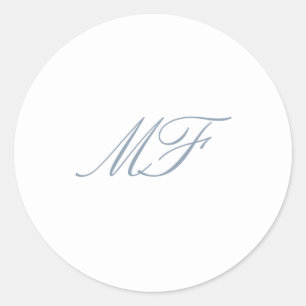 Sticker Rond Monogramme classique officiel Dusty Bleu Mariage b