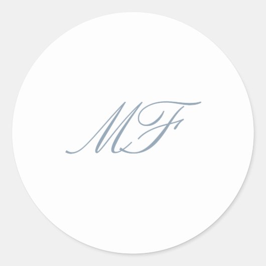 Sticker Rond Monogramme classique officiel Dusty Bleu Mariage b (Devant)