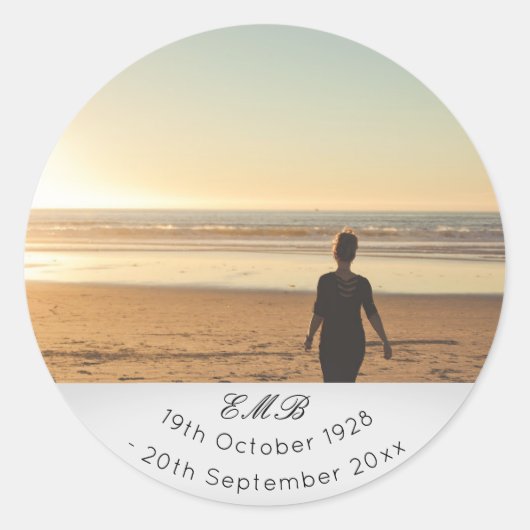 Sticker Rond Monogramme commémoratif des funérailles (Devant)